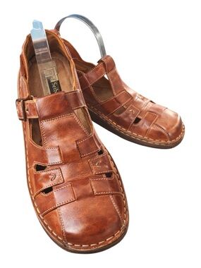 Josef Seibel Brown Leather Fisherman Sandals Comfort Walking EU 40 US 9